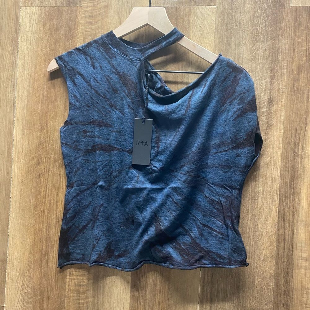 RtA Road to Awe Blue Tie Dye Cut Out Tee
